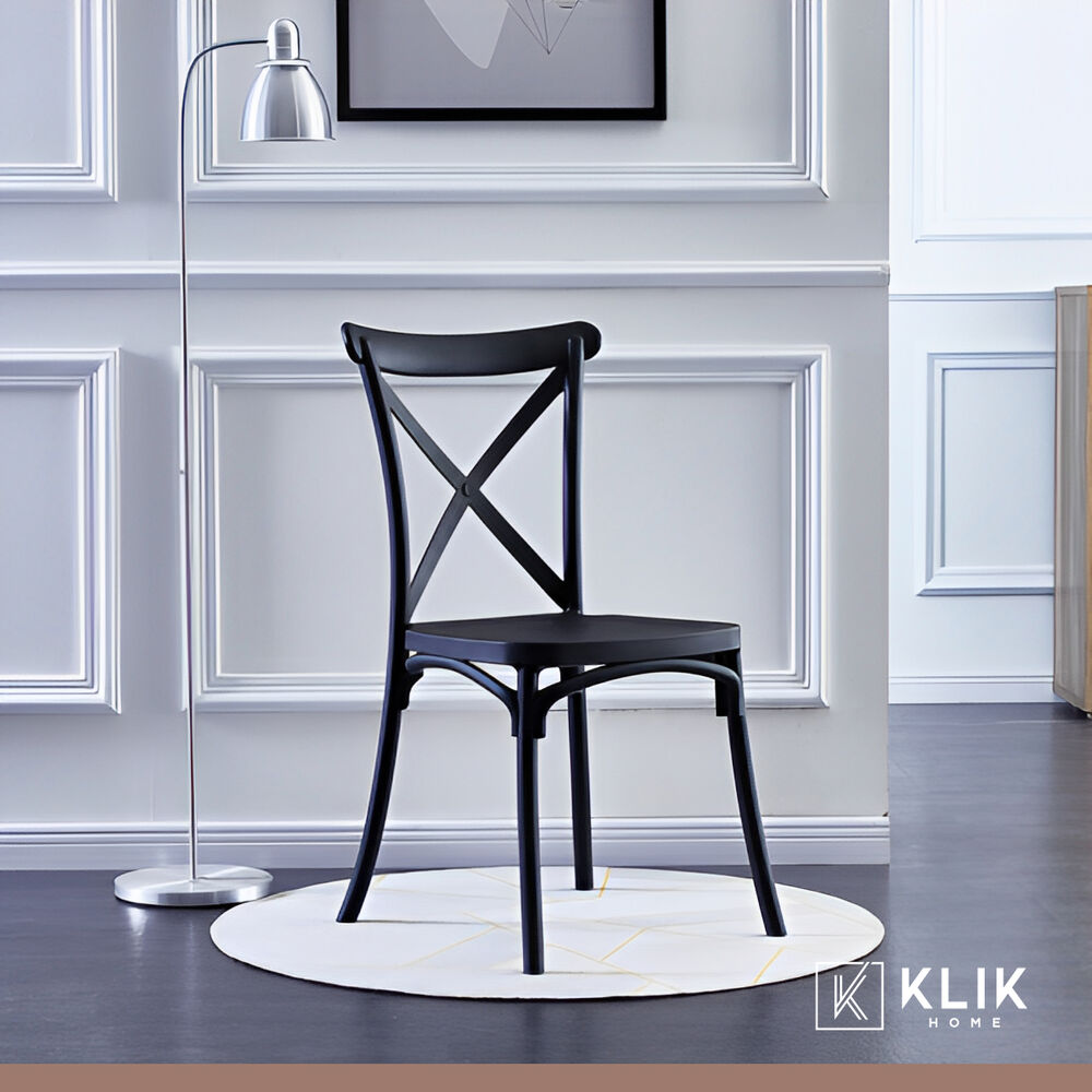 Mesa Restaurant 70x70 Tubo Metal Cubierta Mdf + 4 Sillas Crossback Danubio - Negra image number 7.0