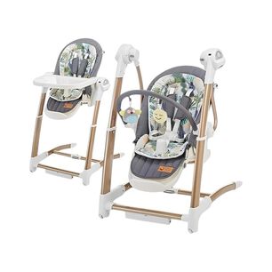 Silla De Comer Y Columpio Mecedor Lujoso Lubabycas Gris