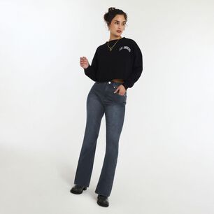 Jeans Flare Con Focalizado Tiro Medio Flare Mujer Freedom