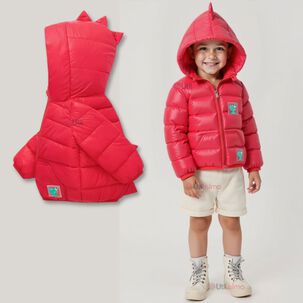 Parka Dinosaurio Con Capucha Manga Larga Ni&ntilde;o Jump Kids Rojo Dinosaurio