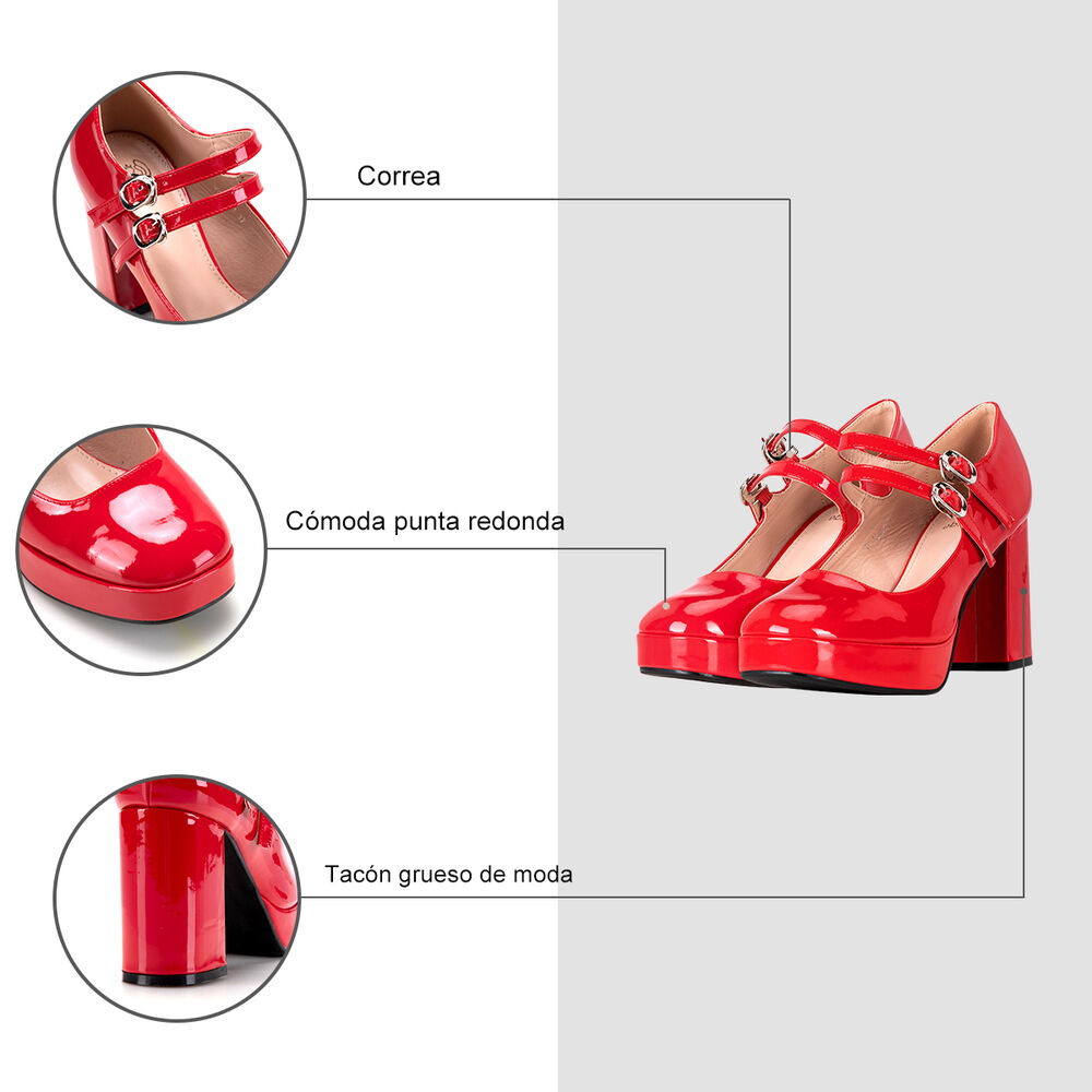 Zapato Taco Rojo Casual You201 Weide image number 4.0