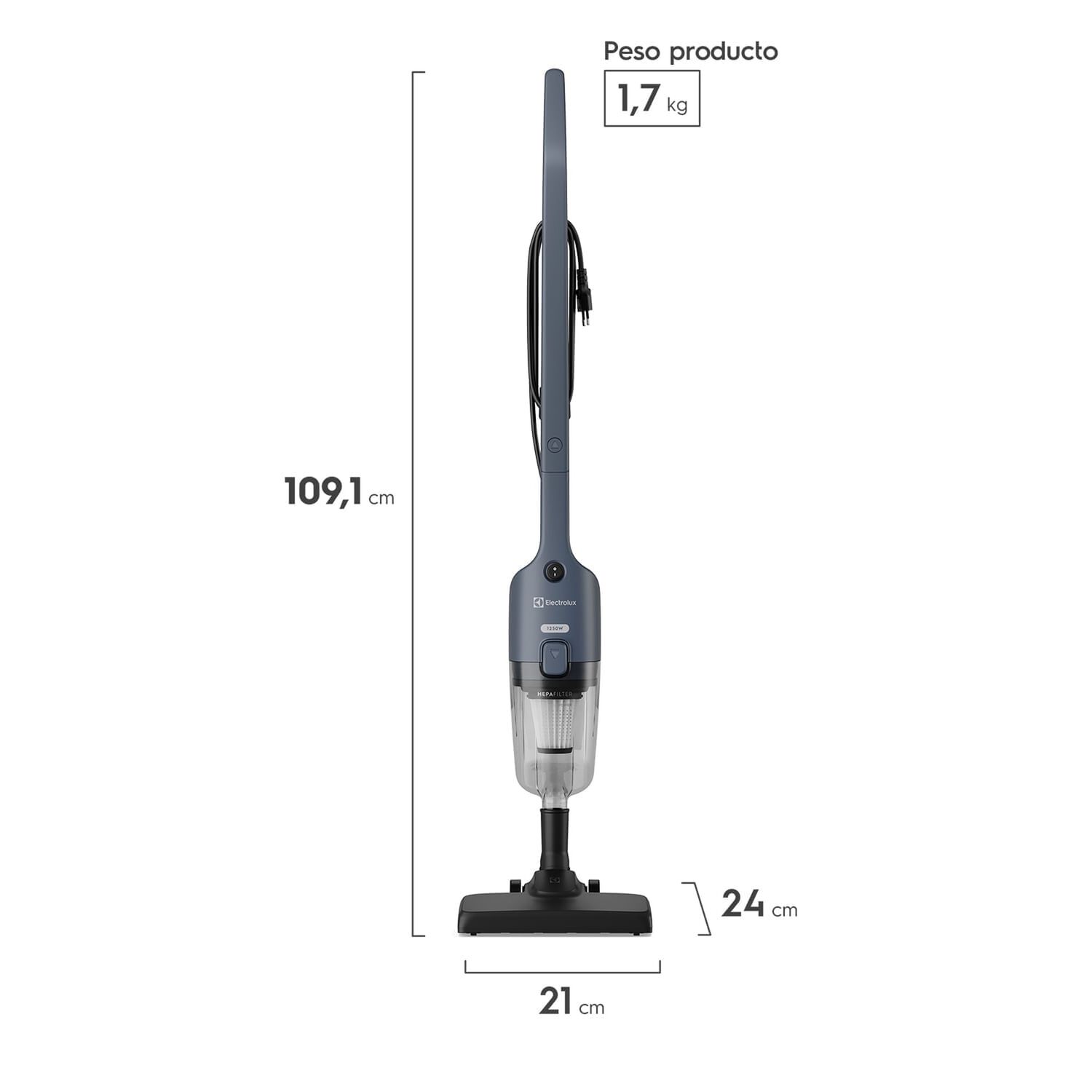 Aspiradora Vertical Con Cable Electrolux 1250w 2 En 1 Con Filtro Hepa Stk21 image number 2.0