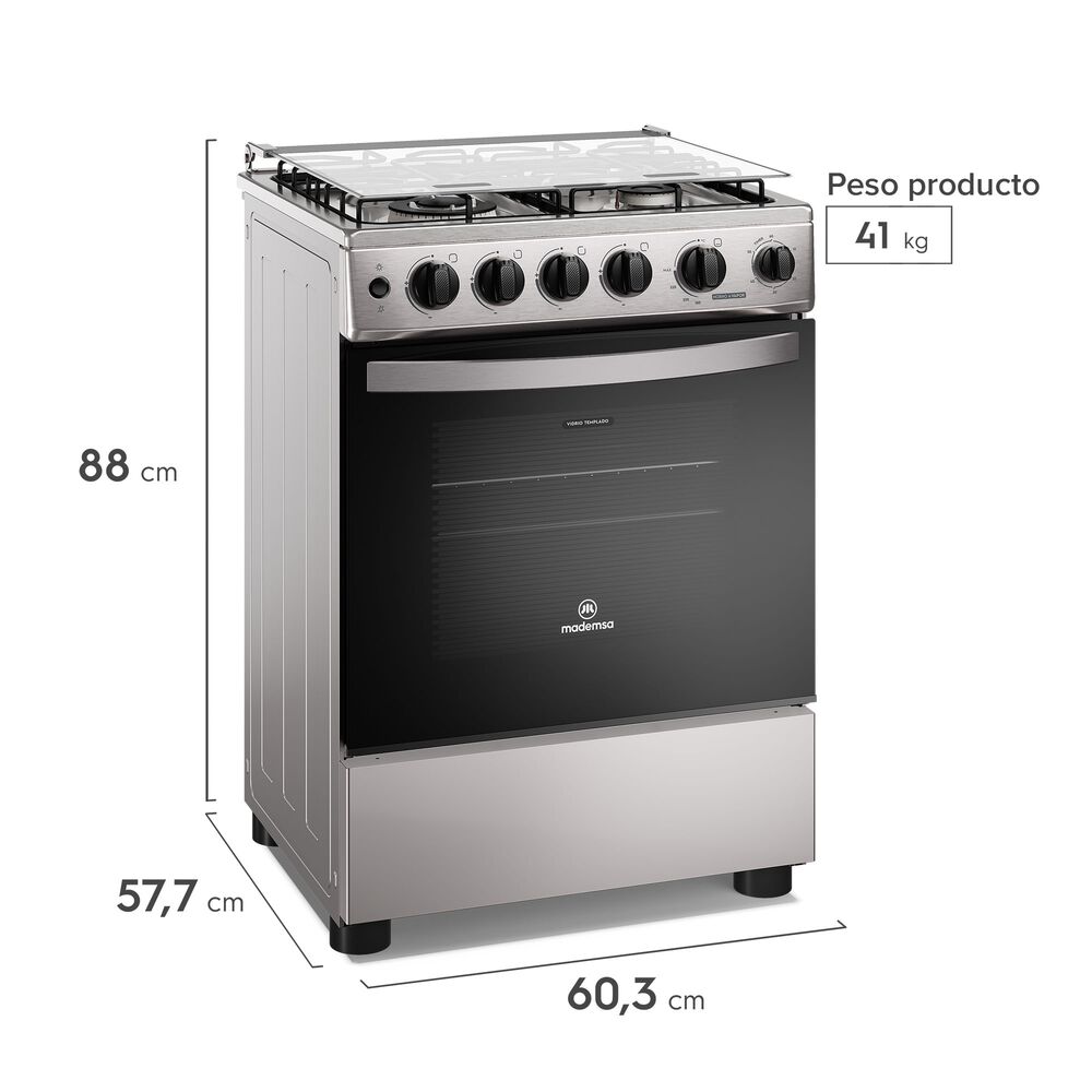 Cocina A Gas 4 Platos Horno Vapor Y Triple Llama Fm4ssc Inox image number 4.0