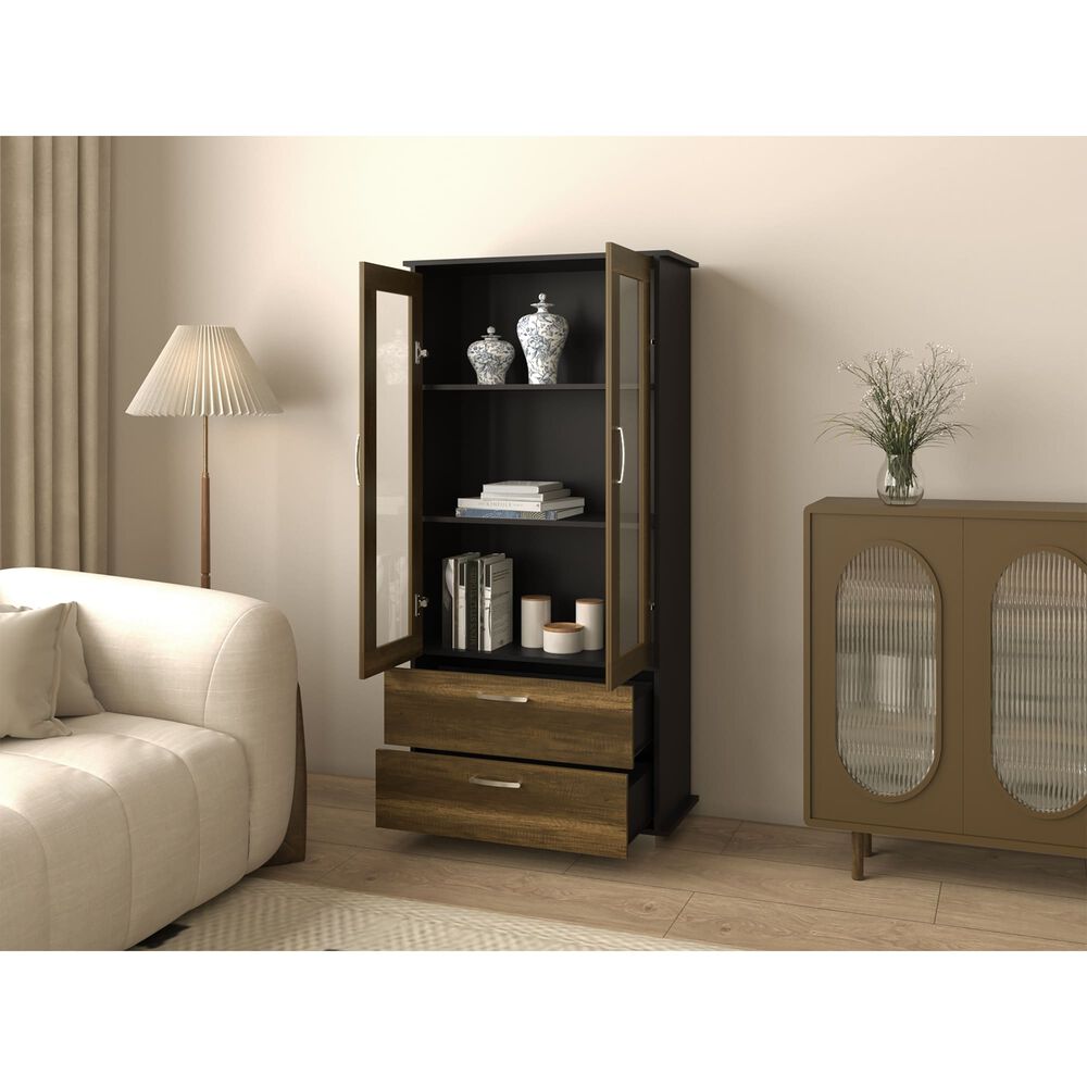 Vitrina 2 Cajones 2 Puertas Fm-001o - Caf&eacute; Oscuro Y Negro image number 8.0