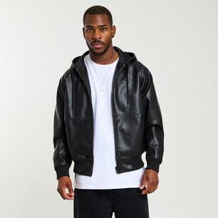 Chaqueta Ecocuero Regular Cuello Alto Con Capucha Hombre Rolly Go