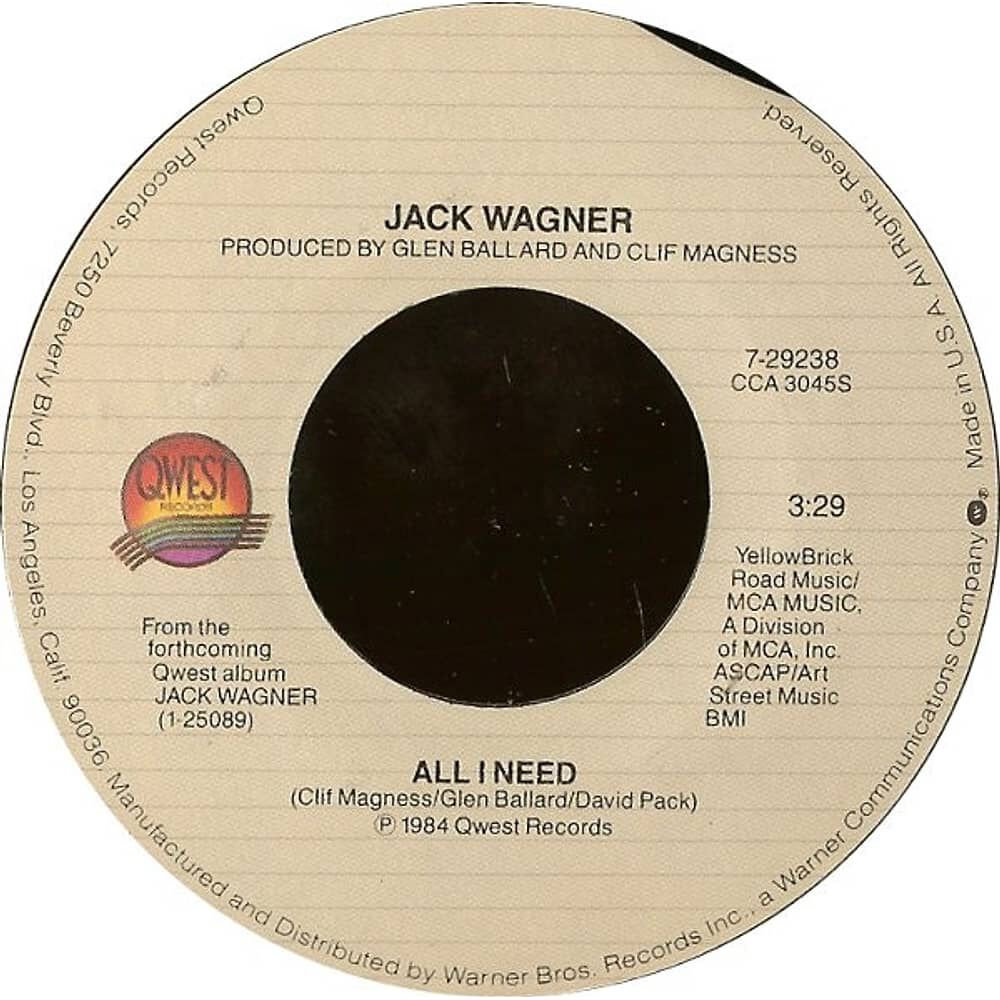 Jack Wagner - All I Need | 7" Single Vinilo Usado image number 1.0
