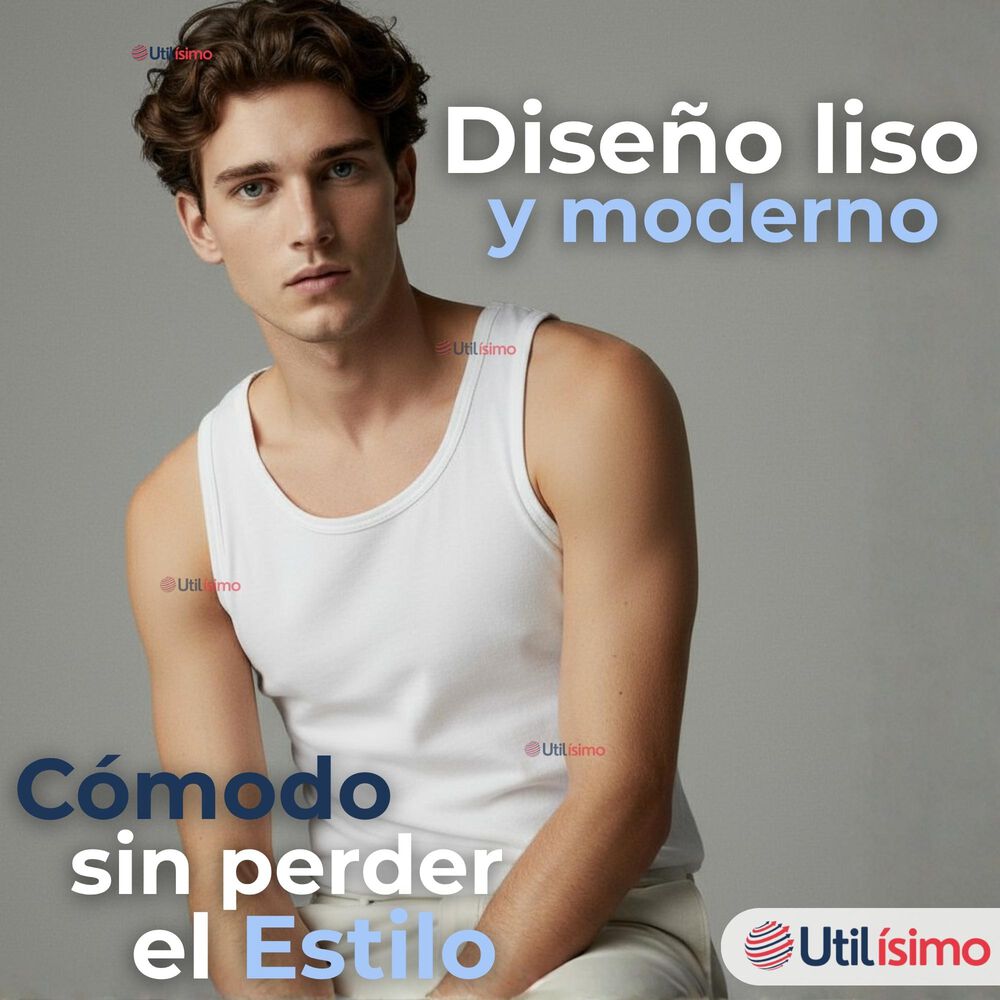 Camiseta Sin Manga Básica Suave 100% Algodón Colores Surtidos Hombre image number 5.0