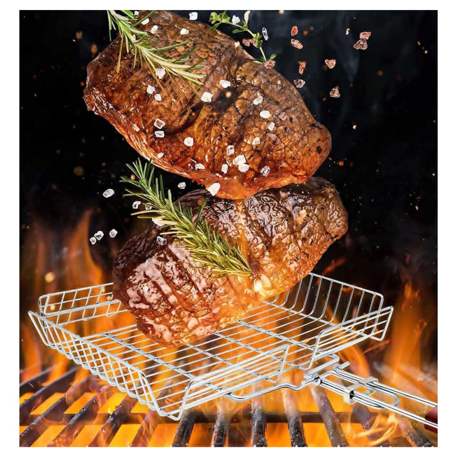 Rejilla Doble Barbacoa Asados Pescados Verduras 60x40cm image number 3.0