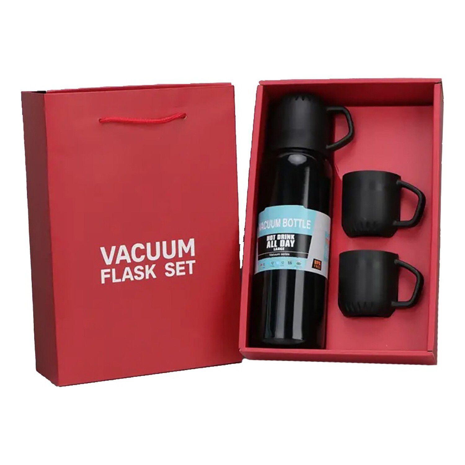 Termo T&eacute;rmico 700ml Acero Inoxidable 3 Tazas Negro image number 1.0
