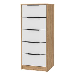 Comoda 5 Cajones Fm-002c - Cafe Claro Y Blanco