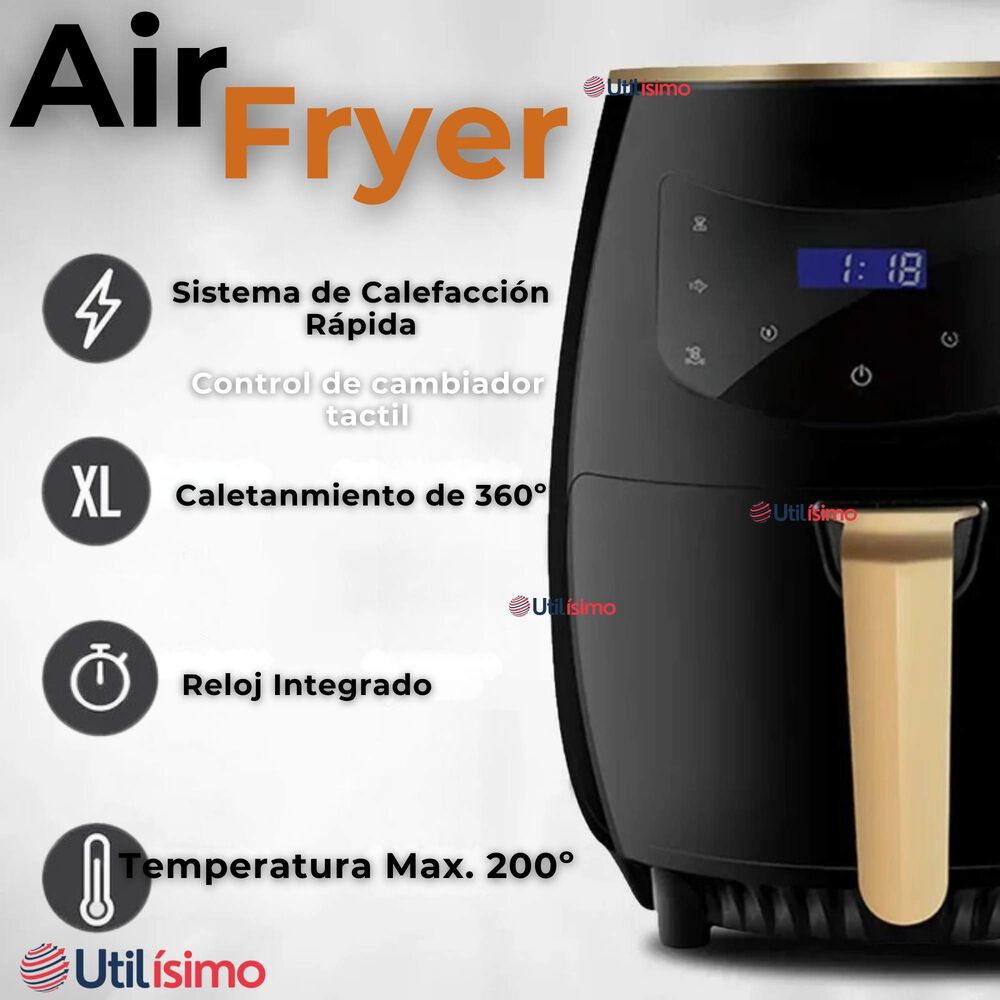 Freidora De Aire + 500 Forros Antiadherente Capacidad 6 Litros 2400w De Potencia image number 9.0