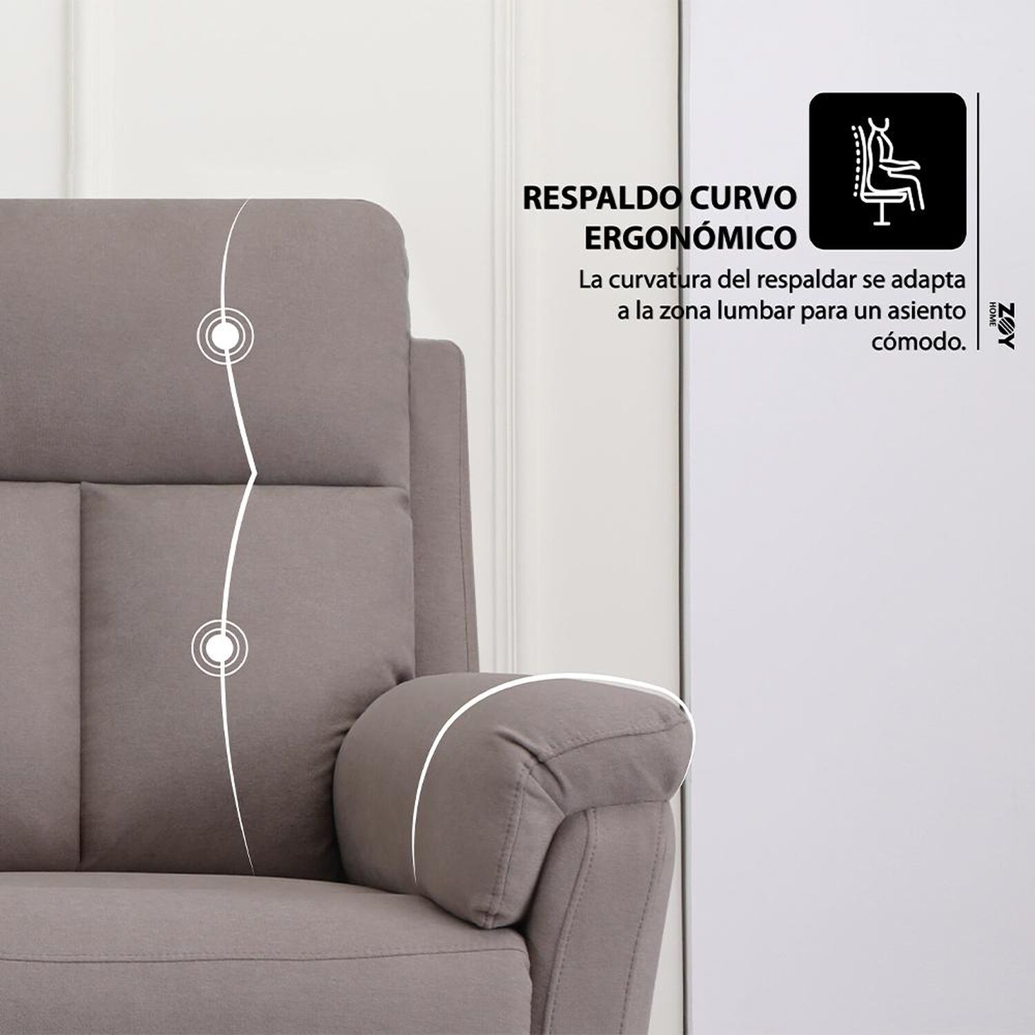 Sof&aacute;&nbsp;reclinable Zoy Home Beijing / 3 Cuerpos image number 3.0