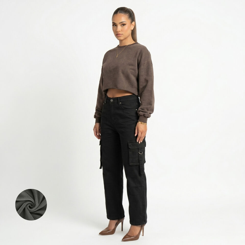 Pantalon Jeans Cargo Forro Polar Mujer image number 1.0