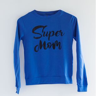 Polera Azul Super Mom Algod&oacute;n Peruano