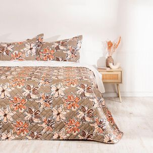 Quilt Estampado Sherpa 2 Plazas Flores