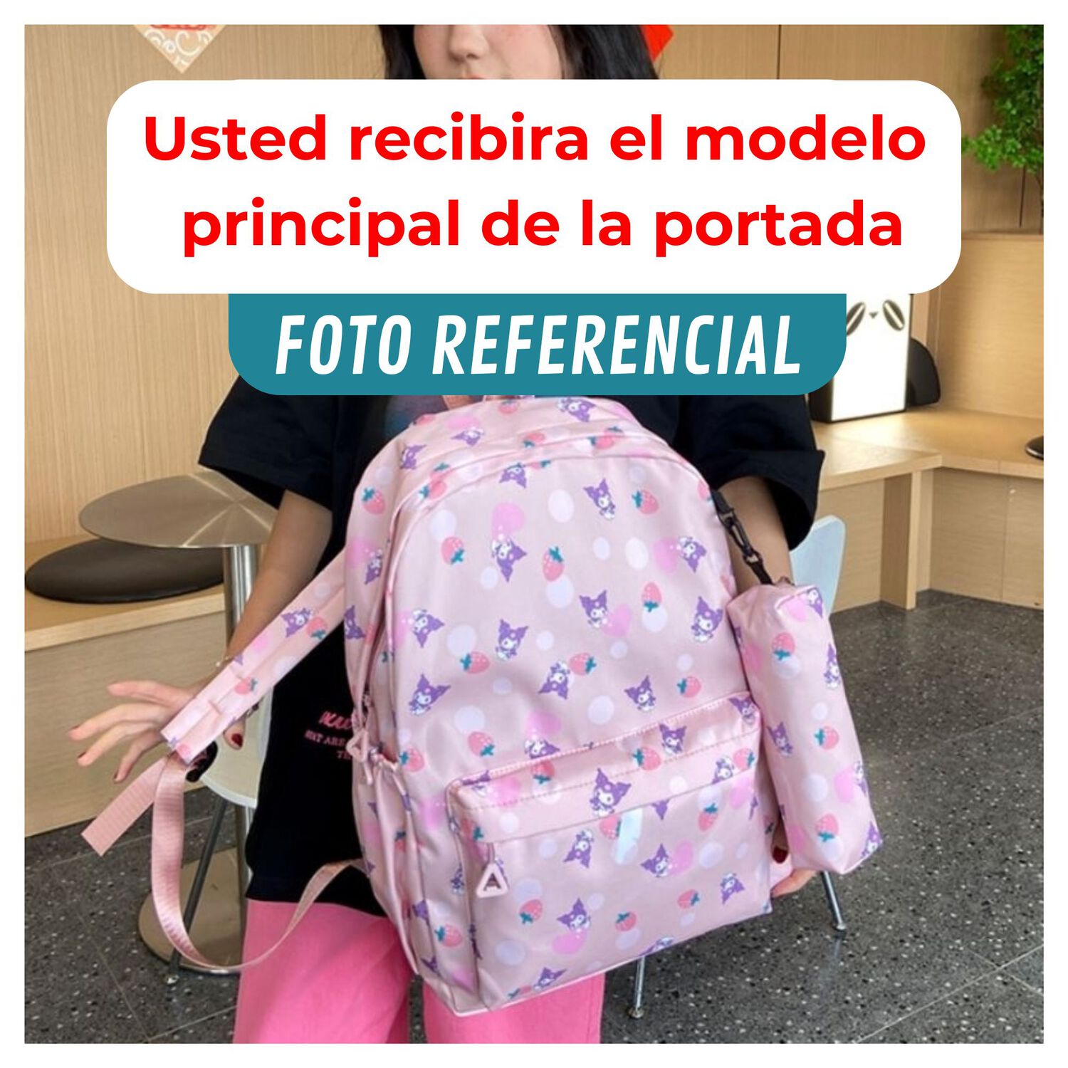 Mochila Kuromi Bolso Escolar Juvenil Sanrio Estilo Kawaii Light Green image number 3.0