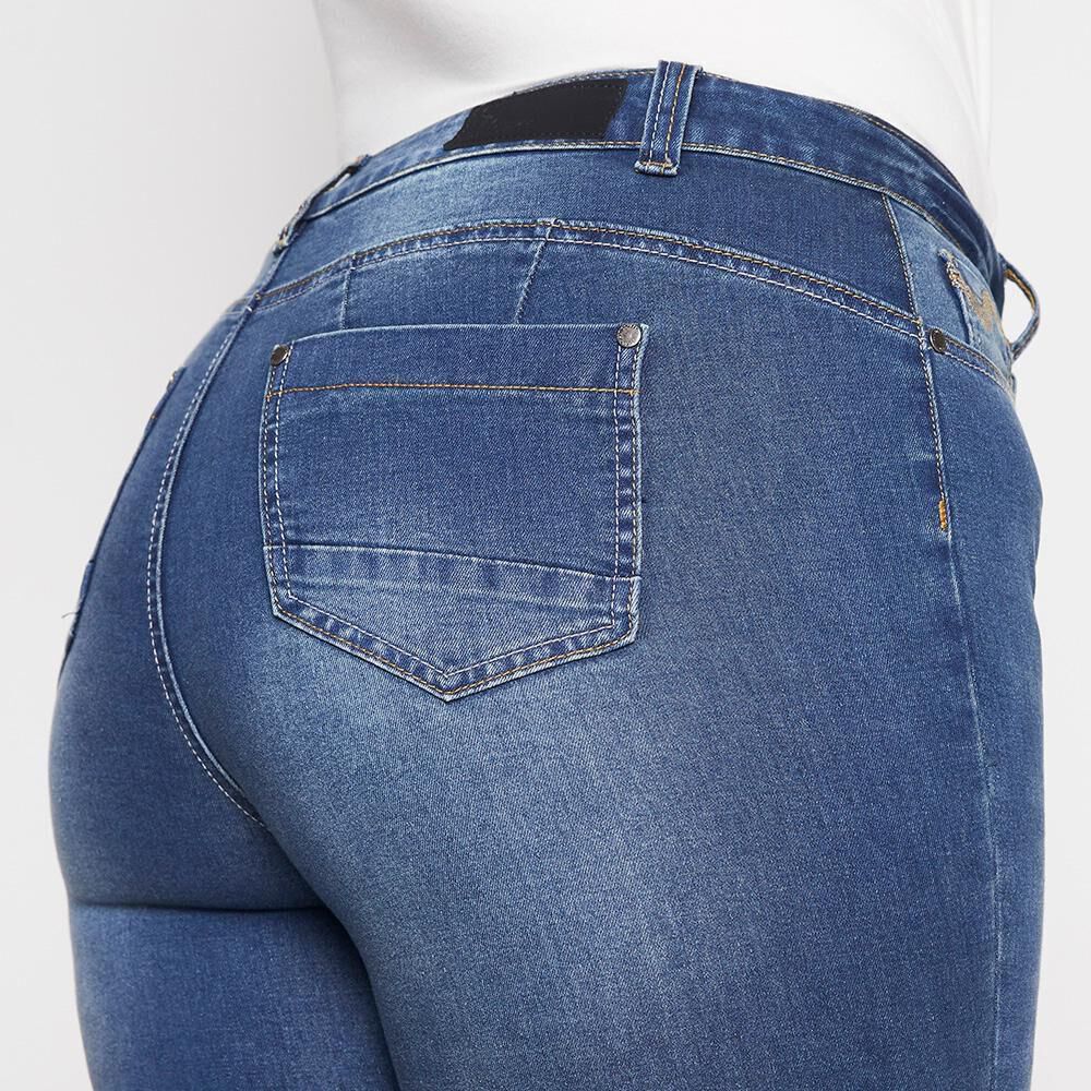 Jeans Talla Grande Tiro Alto Skinny Push Up Mujer Sexy Large image number 4.0