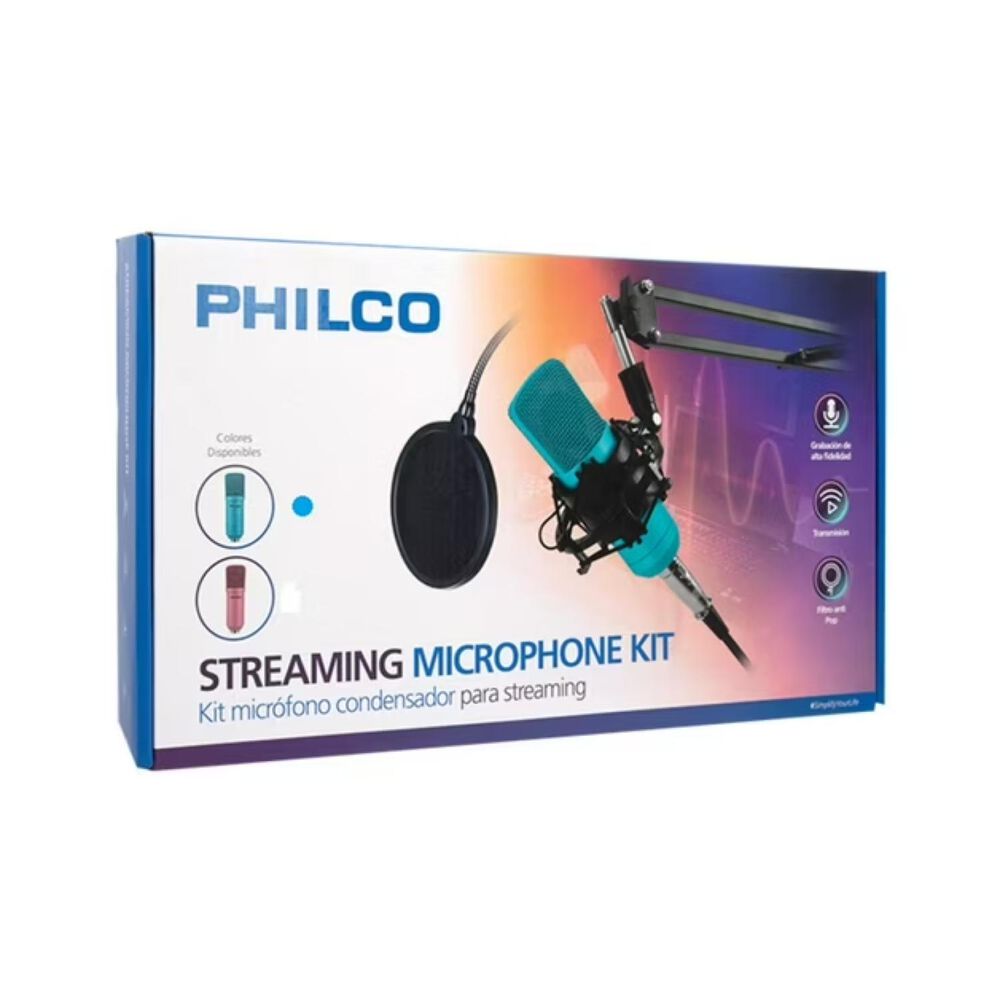 Kit Grabacion Estudio Microfono 4 En 1 Turquesa Kit68 image number 4.0