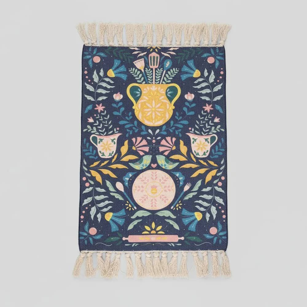 Alfombra Kilim Tejida Azul 60x90cm - Dise&ntilde;o Macetero image number 2.0