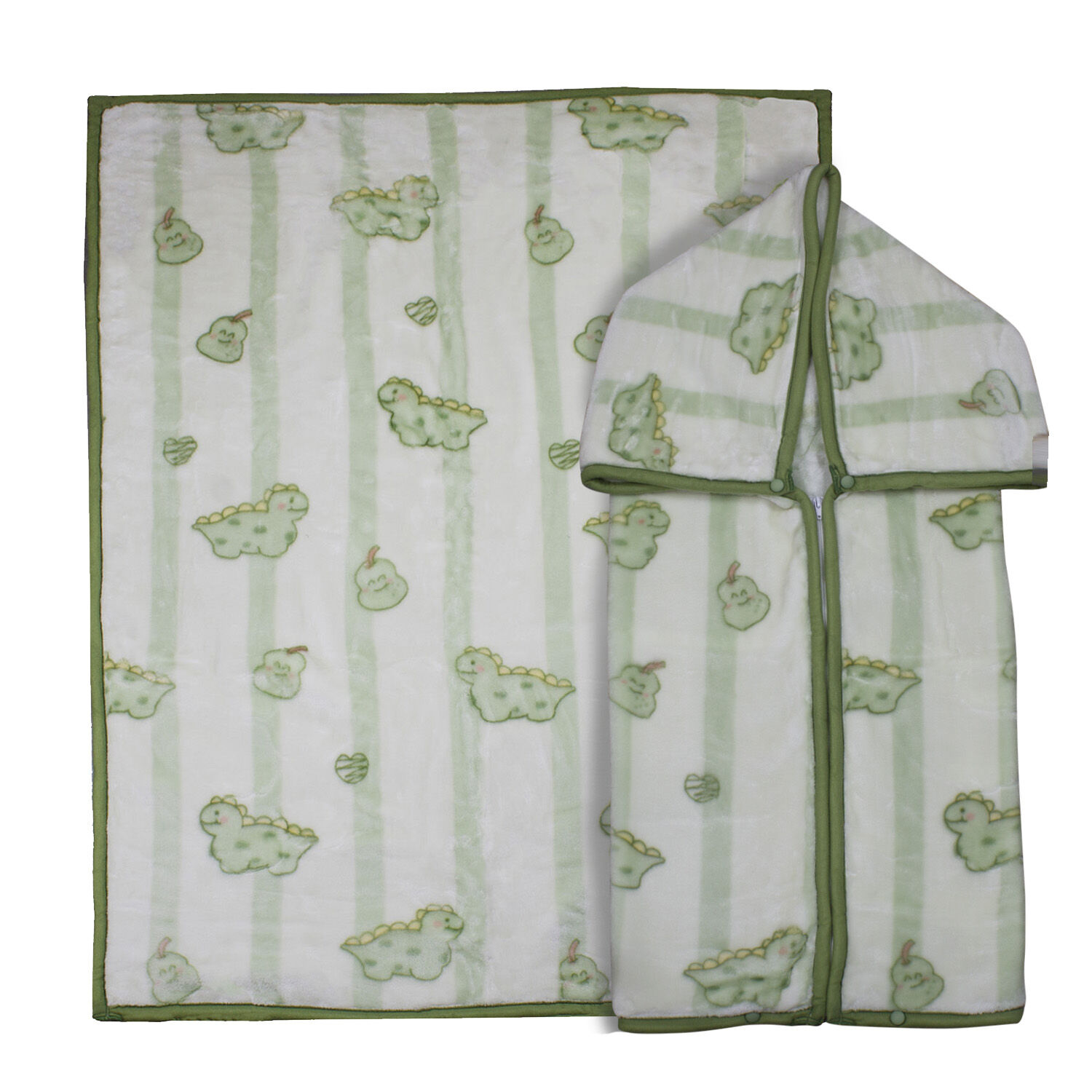Saco Con Broche Ultra Soft Dino 80x110cm Verde Bebesit image number 0.0