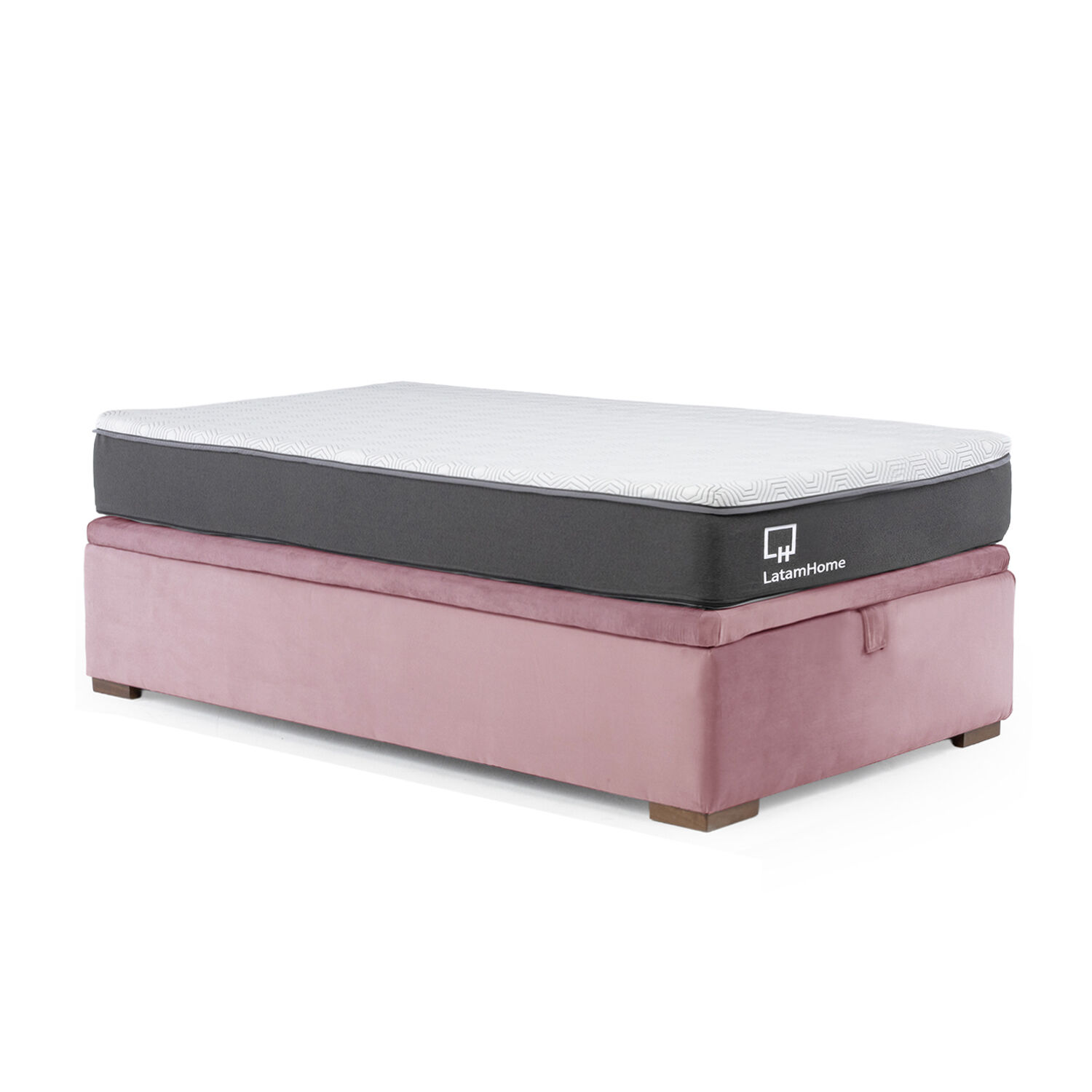 Cama Funcional Boxet 1 1/2 Plaza Colchon Resortes New Top Funda Lavable Palo Rosa image number 2.0