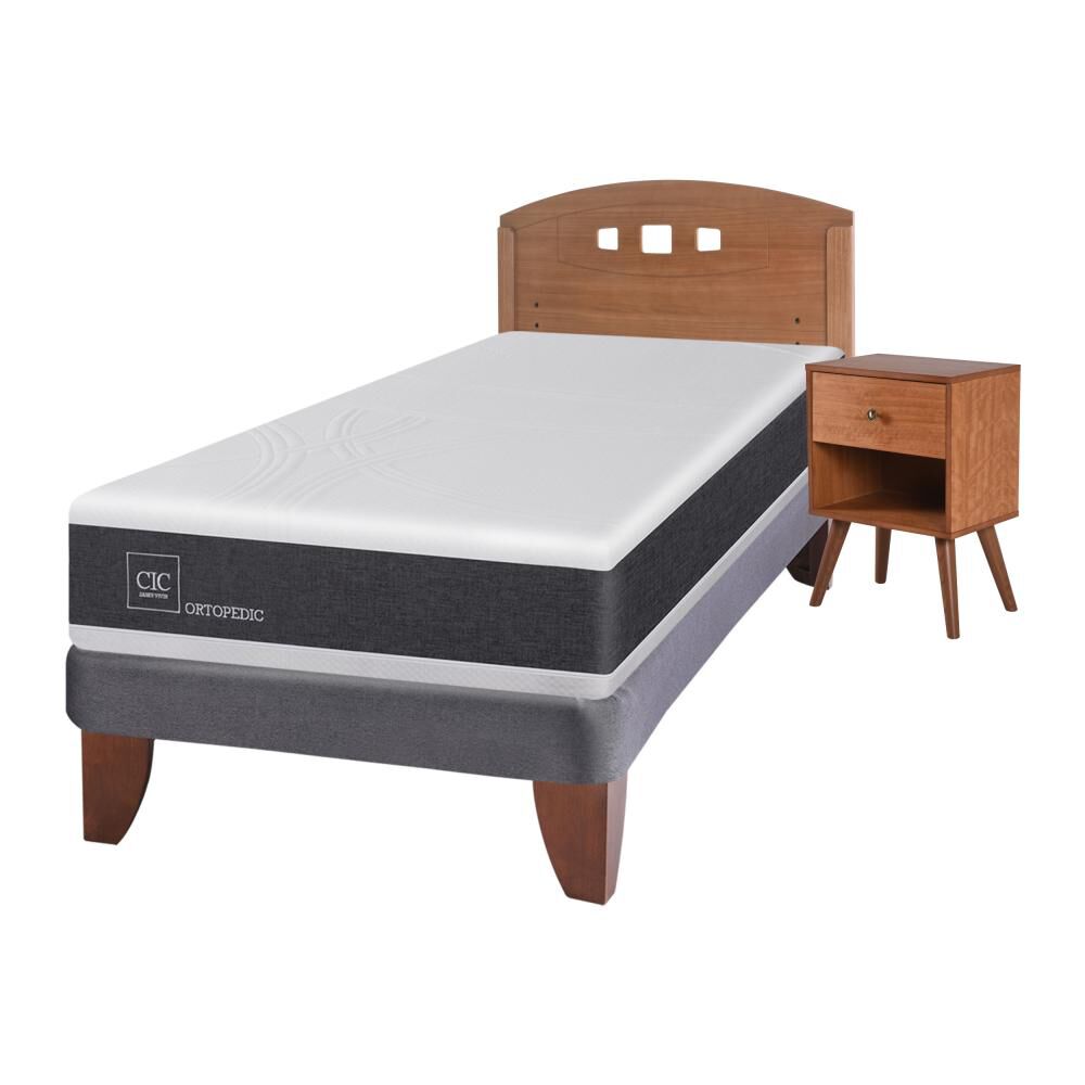 Cama Europea Cic Ortopedic / 1.5 Plazas / Base Normal + Set De Maderas image number 0.0