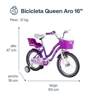 Bicicleta Infantil Queen Aro 16 Morada Bebesit