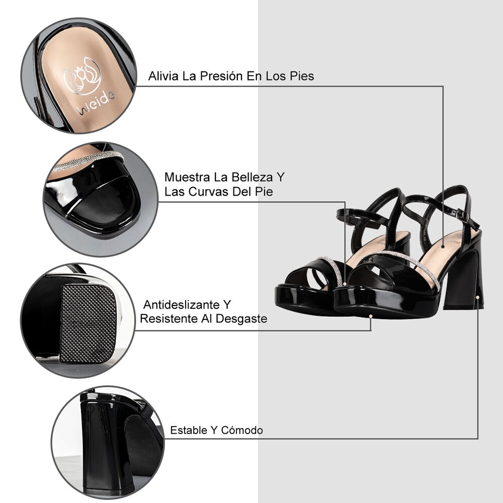 Sandalias Casual Fiesta Charol Mujer Plataforma Weide Gh130 image number 7.0