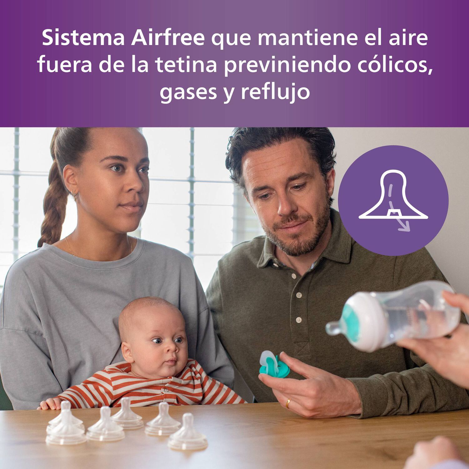 Mamadera Natural Response Con Abertura Airfree Avent Scy673/01 +1 M 260 Ml image number 2.0