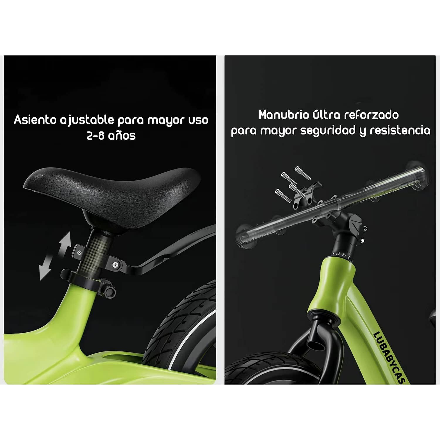 Bicicleta De Equilibrio Aprendizaje 2-8a&ntilde;os Lubabycas Verde image number 3.0