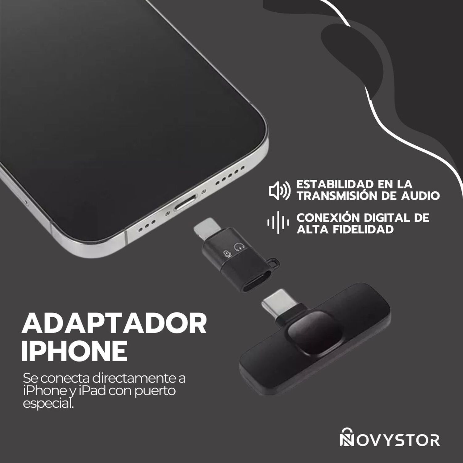 Micr&oacute;fono Inal&aacute;mbrico Con Adaptador Celular Tipo C Y Iphone image number 6.0