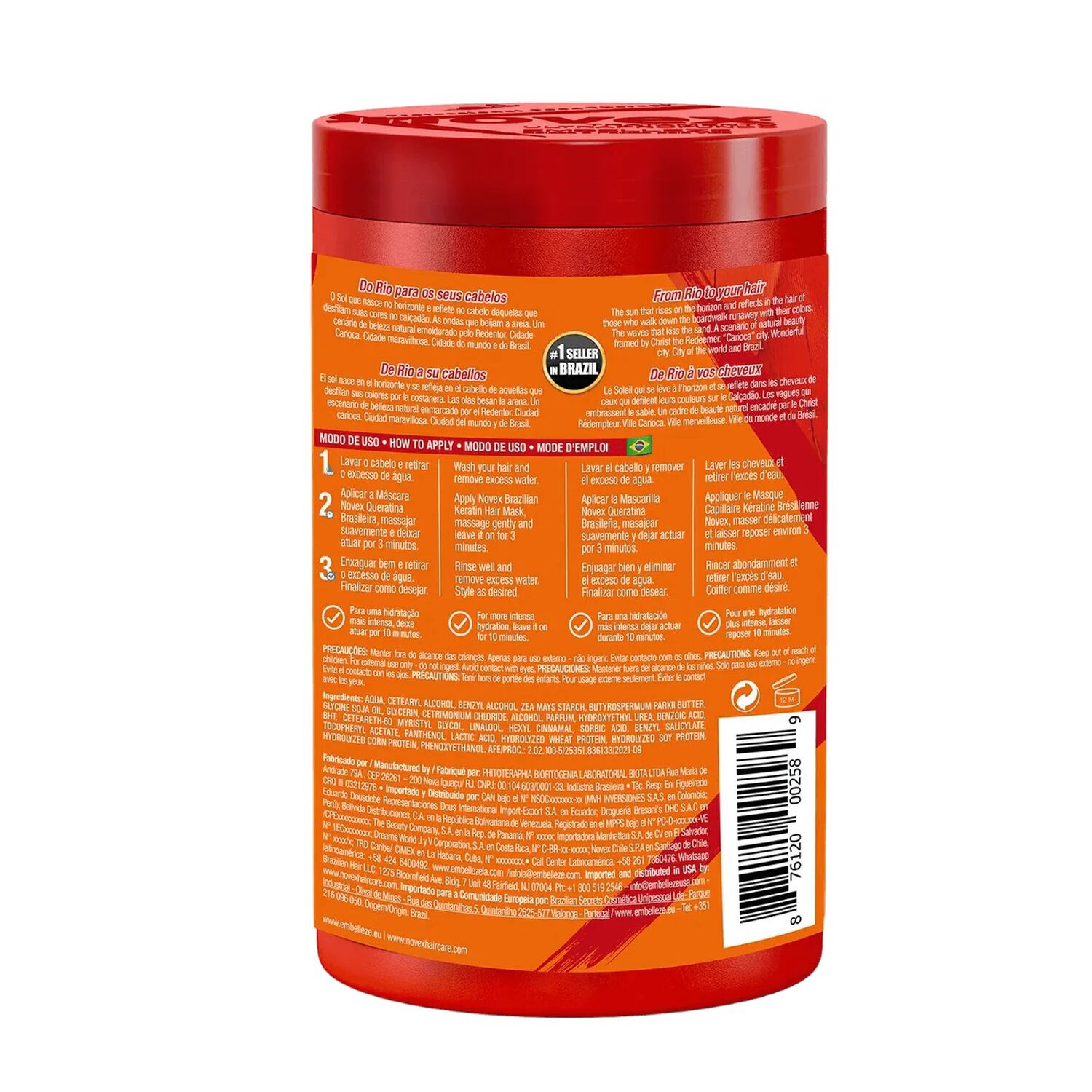 Crema De Tratamiento Keratina Brasile&ntilde;a Novex 400g image number 1.0