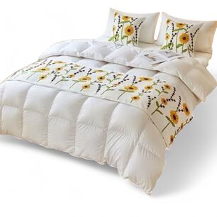  Piecera Bordada 210cm X 70cm + 2 Fundas 45cm X 45cm Para Cama De 2 Plazas O King - Pb4-7
