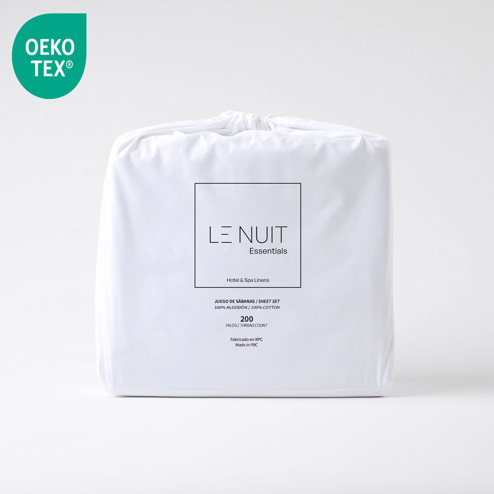 S&aacute;banas 2 Plazas 100% Algod&oacute;n 200 Hilos Essentials Liso Blanco image number 3.0