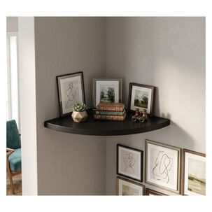 Repisa Flotante De Esquina Curva Minimalista Negra 25cm