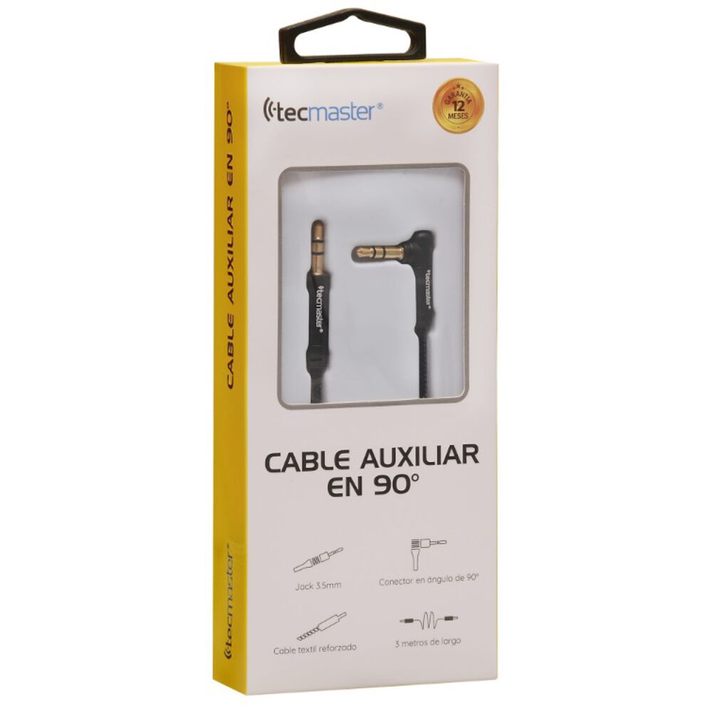 Cable Auxiliar Audio 3 Metros En 90 Negro image number 3.0