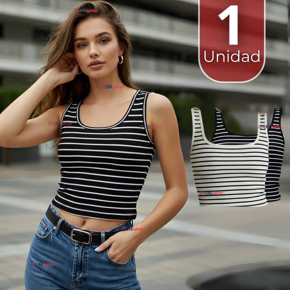 Camiseta Rayas 100% Algodón Básica Lisa Elástica Mujer Colores Surtidos image number 0.0