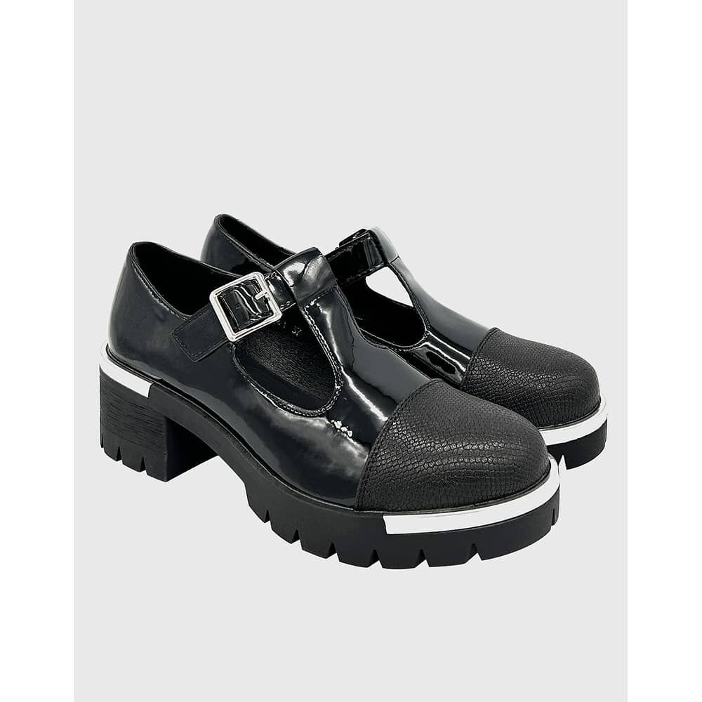 Zapato Para Mujer Con Taco Bajo Mary Jane Negro image number 2.0