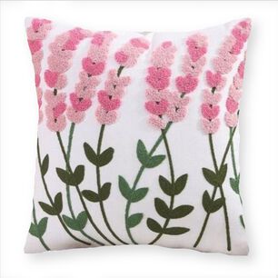 Funda Cojin Bordada 45x45 Cm Lavanda Rosado