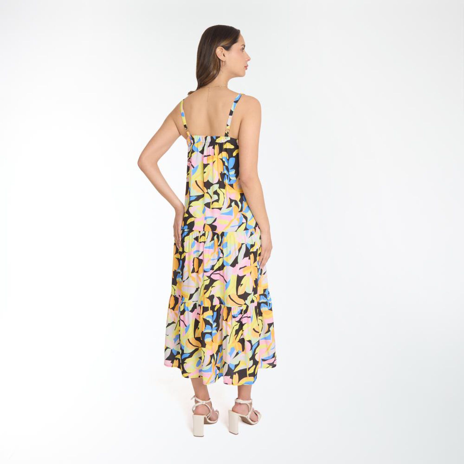 Vestido B&aacute;sico Largo Sin Mangas Cuello V Mujer Kimera image number 3.0