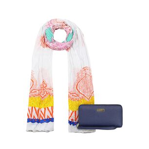 Pack Billetera Jaeda Azul + Pa&ntilde;uelo Alcala Blanco Kenneth Cole