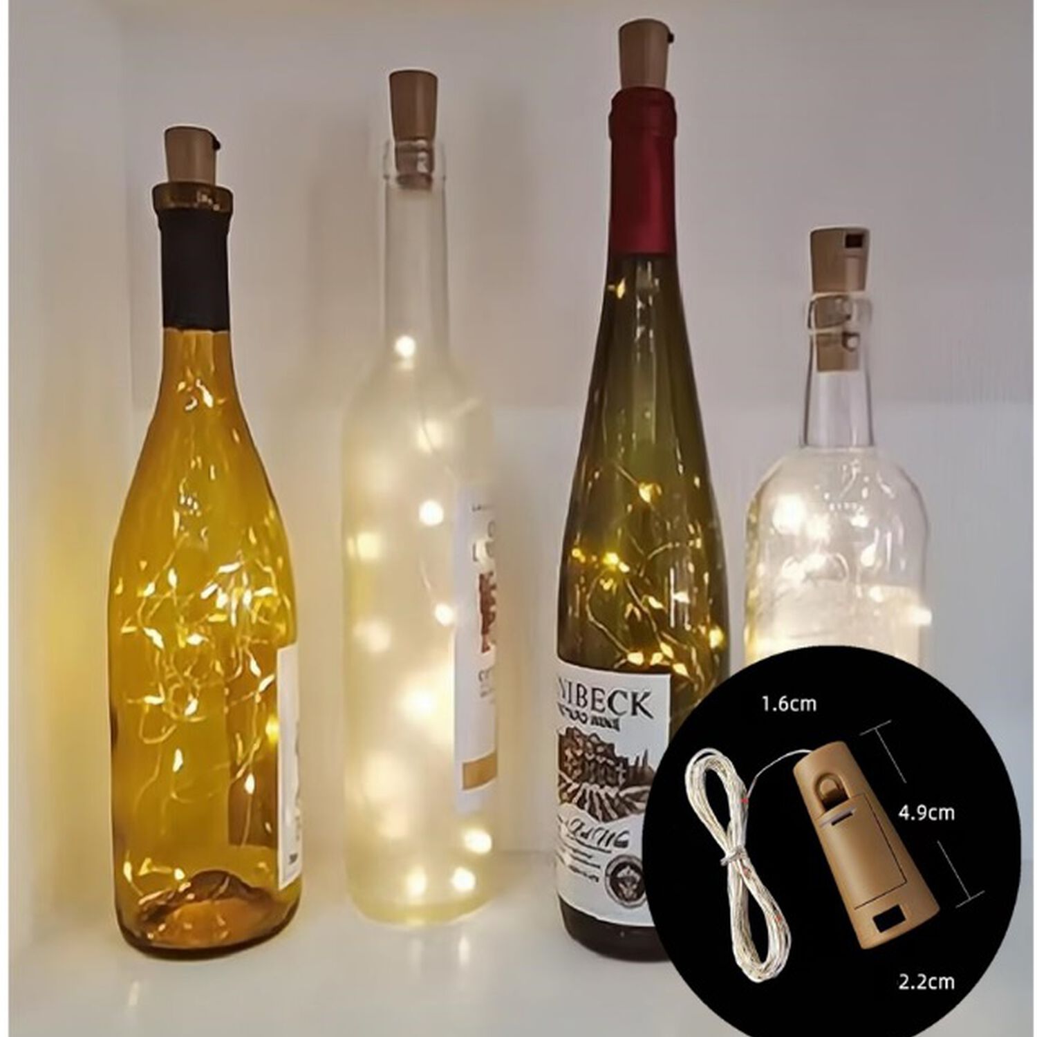 Luz Hada Tipo Corcho 1mt Alambre Guirnaldas Led Con Pilas Para Decoraci&oacute;n Para Botella U Otros Usos Con 3 Pilas Lr44 Inclu&iacute;das image number 4.0