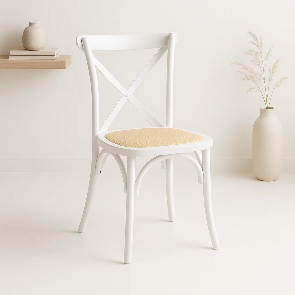 Silla Crossback Madera Rattan - Blanca image number 1.0