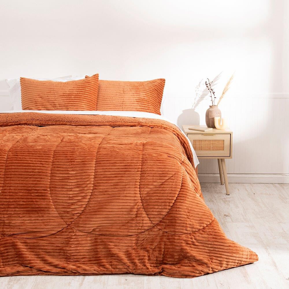 Plumon Corduroy Coral Sherpa 2 Plazas Caf&eacute; image number 0.0