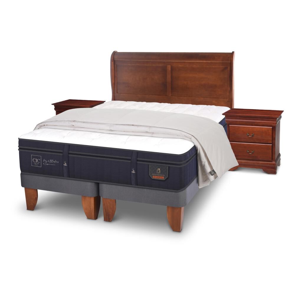 Cama Europea Cic Super Premium / 2 Plazas / Base Dividida + Set De Maderas + Plum&oacute;n image number 3.0