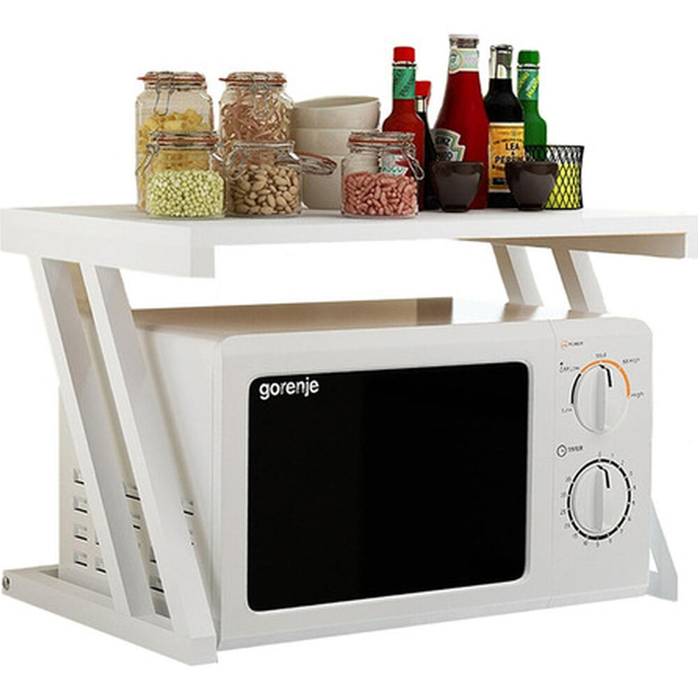 Estante Organizador Microondas Madera Blanco 38x57x38 Cm image number 0.0