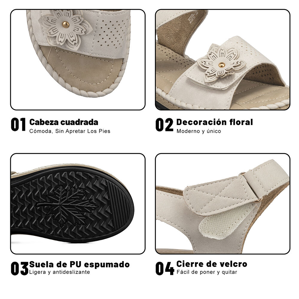 Sandalia Tacon Cuña Casual Soft Mujer Weide Js78 image number 8.0