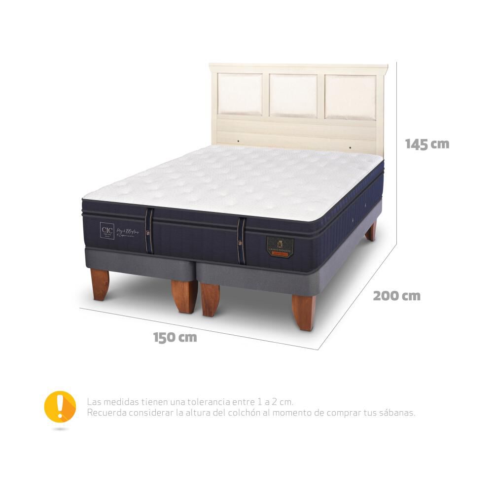 Cama Europea Cic Linea Premium / 2 Plazas / Base Dividida + Respaldo image number 5.0