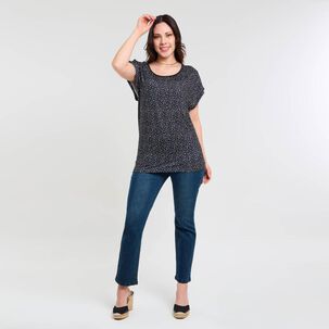 Polera Full Print Manga Corta Cuello Redondo Mujer Sexy Large