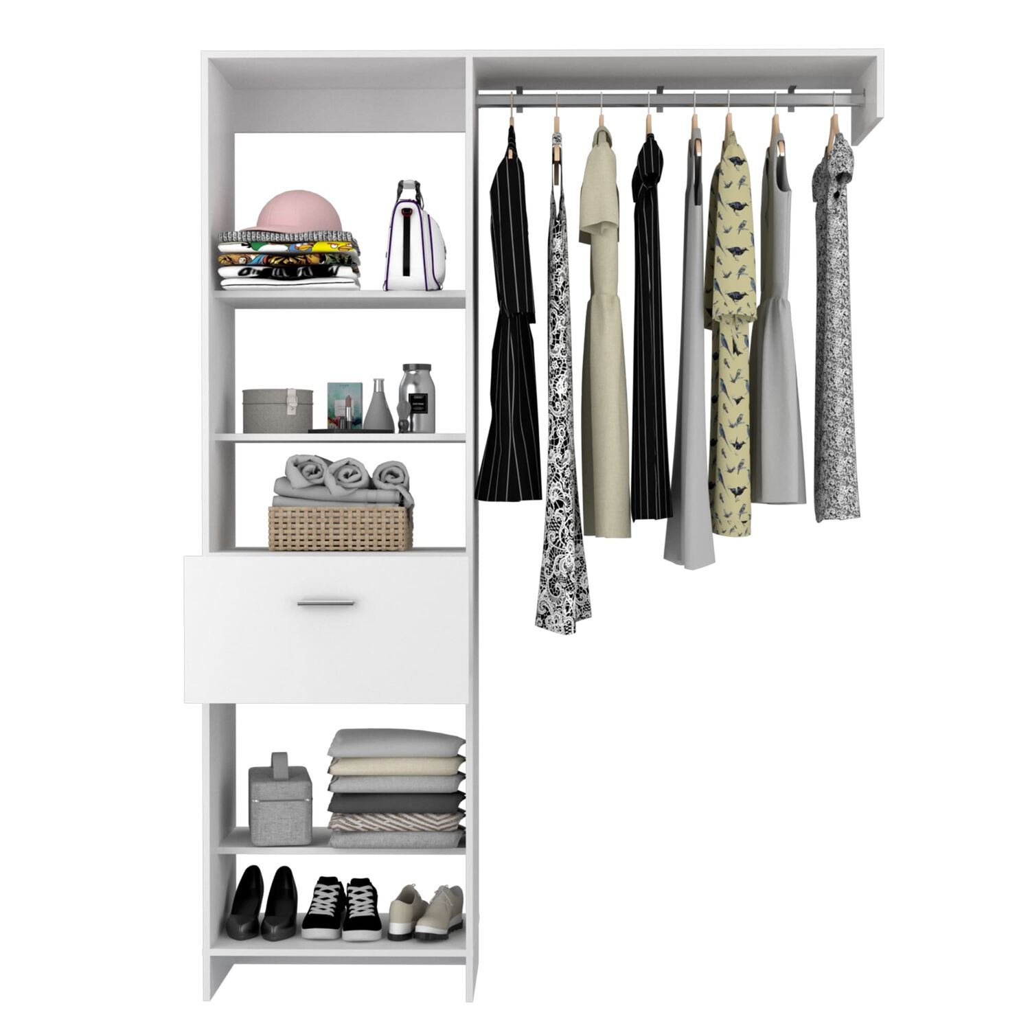 Closet 1 Caj&oacute;n 5 Repisas Fm-014b - Blanco image number 2.0